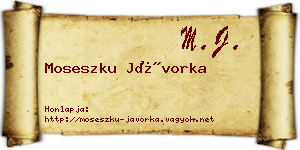 Moseszku Jávorka névjegykártya